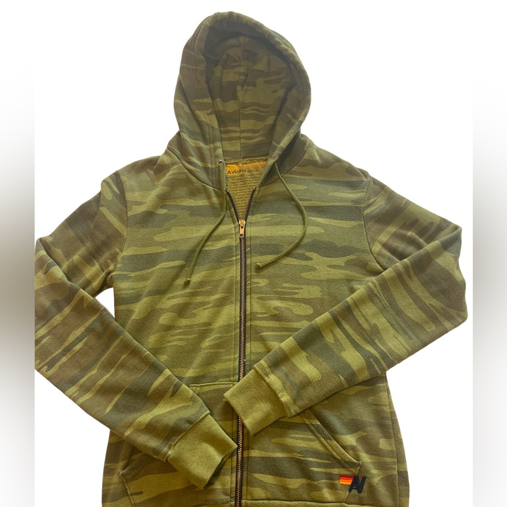 Aviator Nation Camo Zip Up Hoodie Sz S